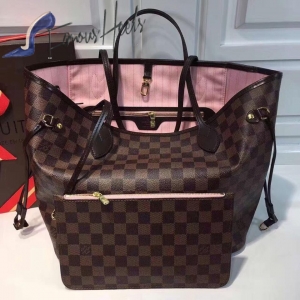 Neverfull mm damier ebene pink inside